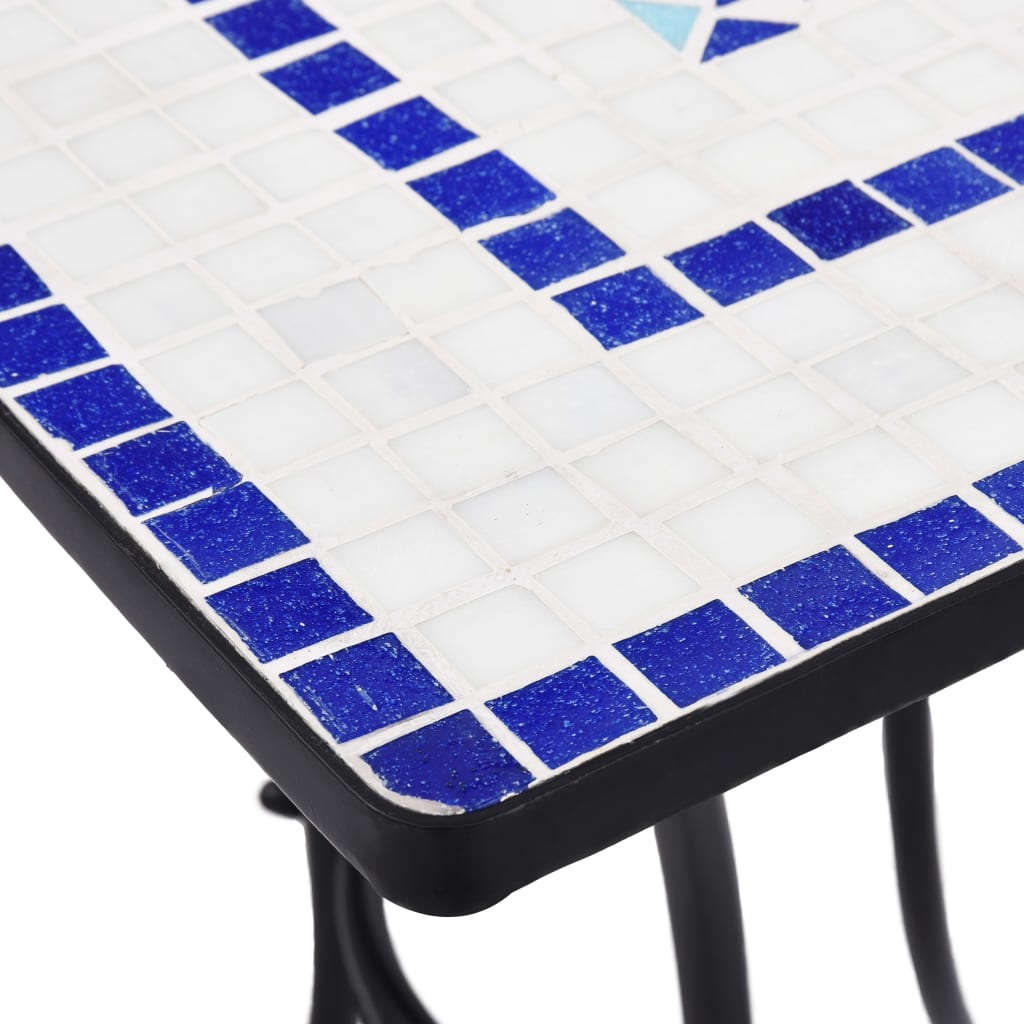 Mosaik-Bistrotisch Blau und Weiss 60 cm Keramik